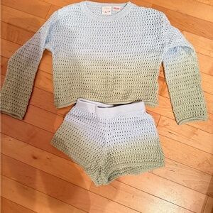 Zara Dip Dye Open cotton Knit Sweater / Short Set
